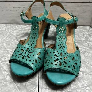 Miz Mooz sandals never worn. Color is more sea foam than blue. 1 1/2” heel